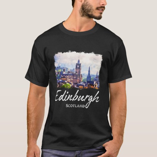 Edinburgh Aquarel Schilderij Edinburgh T-shirt (Voorkant)