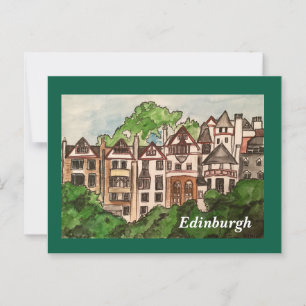Edinburgh briefkaart ( Huizen naast het kasteel.)g