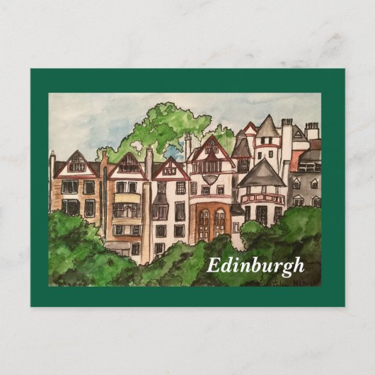Edinburgh briefkaart ( Huizen naast het kasteel.)g (Voorkant)