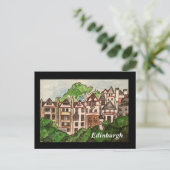 Edinburgh briefkaart ( Huizen naast het kasteel.)z (Staand voorkant)