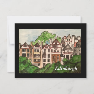 Edinburgh briefkaart ( Huizen naast het kasteel.)z