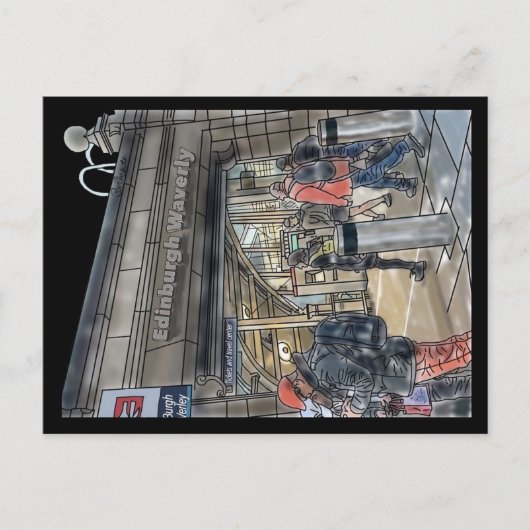 Edinburgh, briefkaart van het Schotse Waverley Sta (Voorkant)