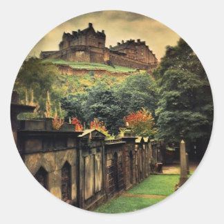 Edinburgh Castle - Antiek stijl Ronde Sticker