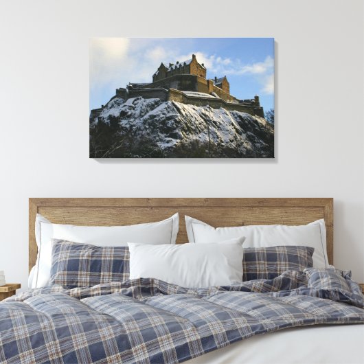 Edinburgh Castle bedekt met sneeuw Canvas Afdruk (Insitu (Slaapkamer))