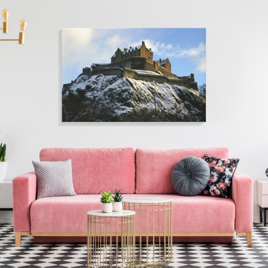 Edinburgh Castle bedekt met sneeuw Canvas Afdruk (Insitu (Woonkamer))