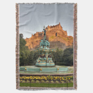 Edinburgh Castle Fountain Princes Street Gardens Deken