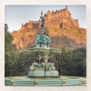 Edinburgh Castle Fountain Princes Street Gardens Glazen Onderzetter
