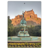 Edinburgh Castle Fountain Princes Street Gardens Klembord (Achterkant)