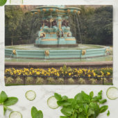Edinburgh Castle Fountain Princes Street Gardens Theedoek (Gevouwen)