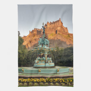 Edinburgh Castle Fountain Princes Street Gardens Theedoek