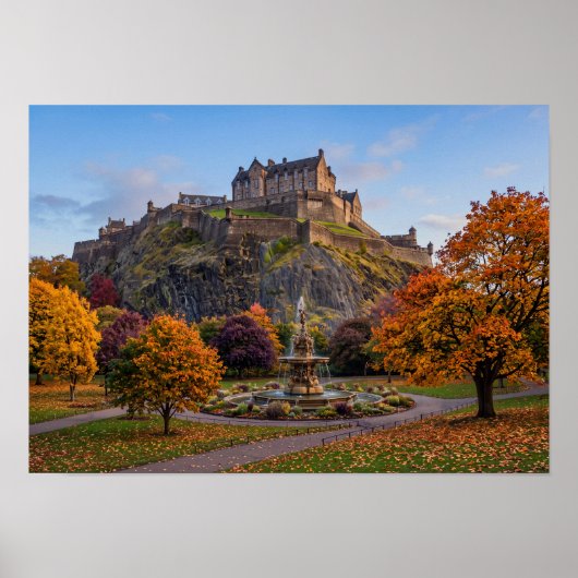 Edinburgh Castle in herfstgoud Poster (Voorkant)