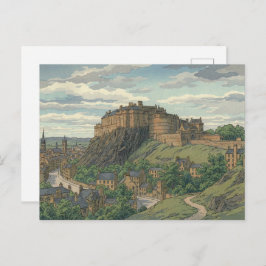 Edinburgh Castle Japanese Woodblock Print Briefkaart
