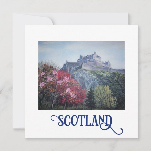 Edinburgh Castle-kaart voor fijne kunst door Pola. Feestdagenkaart (Voorkant)