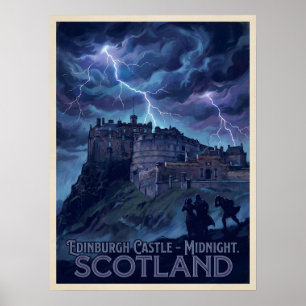 Edinburgh Castle Middernacht Storm Gothische Reis Poster