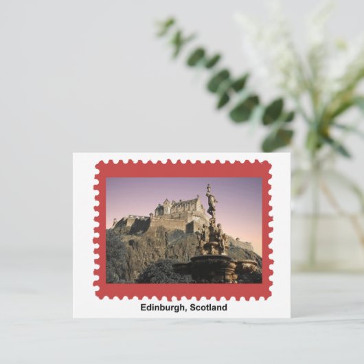 Edinburgh Castle Postage Stamp Briefkaart (Staand voorkant)