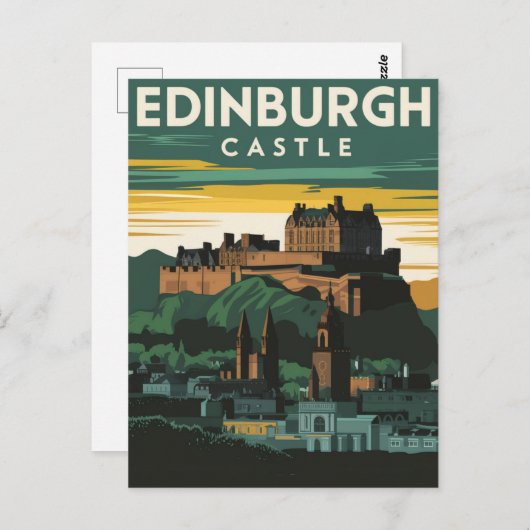 Edinburgh Castle Rock Vintage Retro Briefkaart (Voorkant / Achterkant)
