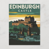 Edinburgh Castle Rock Vintage Retro Briefkaart (Voorkant)