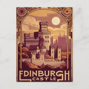Edinburgh Castle Rock Vintage Retro Briefkaart