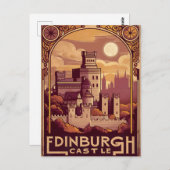 Edinburgh Castle Rock Vintage Retro Briefkaart (Voorkant / Achterkant)