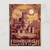 Edinburgh Castle Rock Vintage Retro Briefkaart (Voorkant)