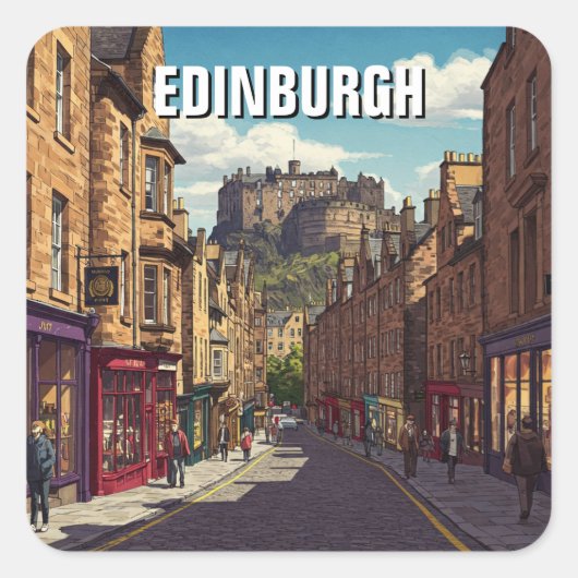 Edinburgh Castle Schotland Reizen Vierkante Sticker (Voorkant)