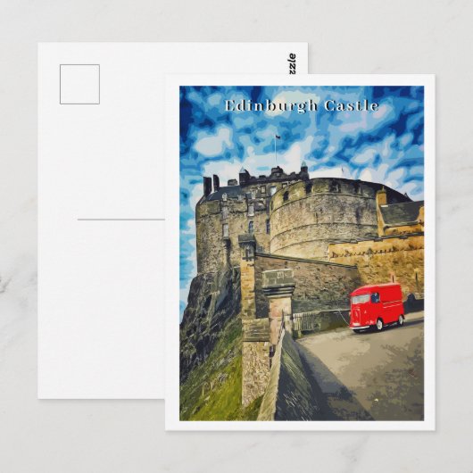 Edinburgh Castle Scotland Retro Style Briefkaart (Voorkant / Achterkant)