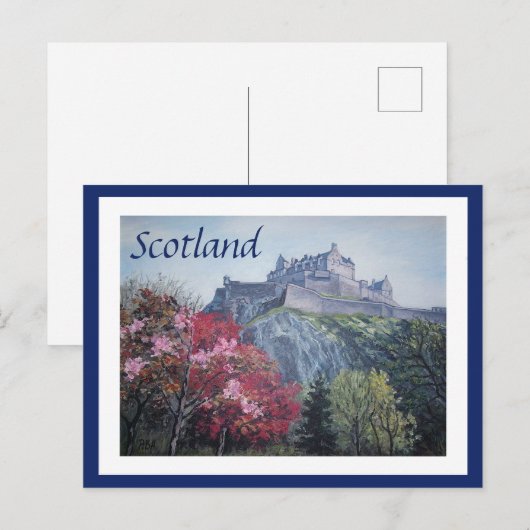 Edinburgh Castle Scotland schilderij van Pola.B.Al Feestdagenkaart (Voorkant / Achterkant)