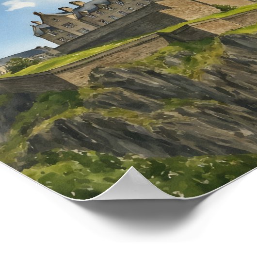 Edinburgh Castle Scotland Waterverf Art Print (Hoek)