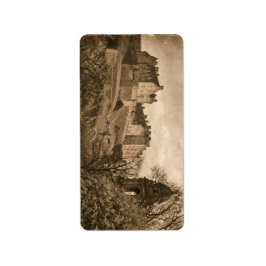 Edinburgh Castle Sepia Foto Etiket