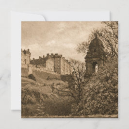 Edinburgh Castle Sepia Foto Feestdagenkaart