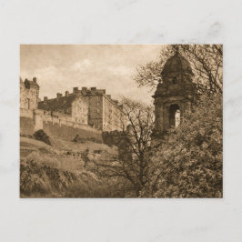 Edinburgh Castle Sepia Foto Feestdagenkaart