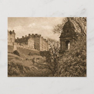 Edinburgh Castle Sepia Foto Feestdagenkaart