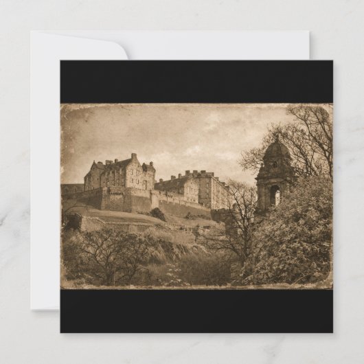 Edinburgh Castle Sepia Foto Kaart (Voorkant)