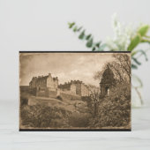 Edinburgh Castle Sepia Foto Kaart (Staand voorkant)