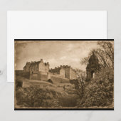 Edinburgh Castle Sepia Foto Kaart (Voorkant / Achterkant)