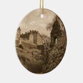 Edinburgh Castle Sepia Foto Keramisch Ornament (Rechts)