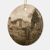 Edinburgh Castle Sepia Foto Keramisch Ornament (Links)