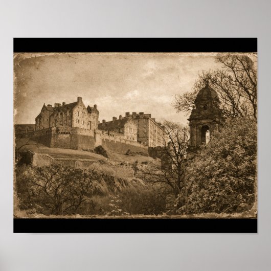 Edinburgh Castle Sepia Foto Poster (Voorkant)