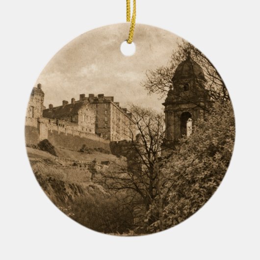 Edinburgh Castle Sepia Photograph Keramisch Ornament (Voorkant)