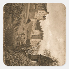 Edinburgh Castle Sepia Photograph Vierkante Sticker
