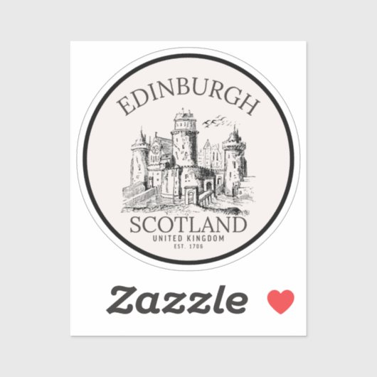 Edinburgh Castle Sticker | Vintage Travel Art (Vel)