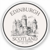 Edinburgh Castle Sticker | Vintage Travel Art (Voorkant)