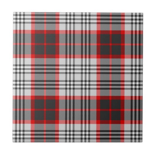 Edinburgh City Tartan Pset Grey Black Red Tegeltje (Voorkant)
