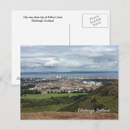 Edinburgh City Uitzicht van Arthur's Seat Briefkaart (Voorkant / Achterkant)