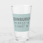 Edinburgh Latitude & Lengtegraad Glas (Voorkant)