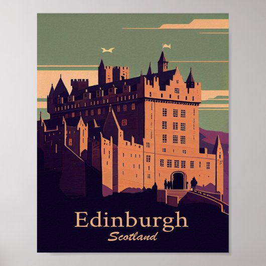 Edinburgh Minimalist Vintage Poster Art (Voorkant)