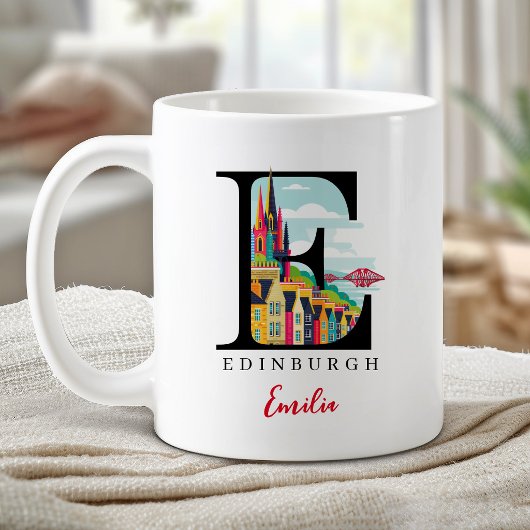 Edinburgh Monogram Letter E Persoonlijk Cadeau Koffiemok