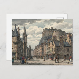 Edinburgh Old Town Japanese Woodblock Print Briefkaart