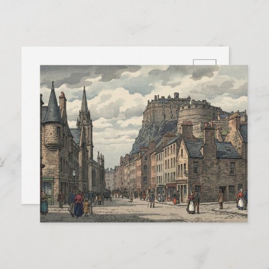 Edinburgh Old Town Japanese Woodblock Print Briefkaart (Voorkant / Achterkant)