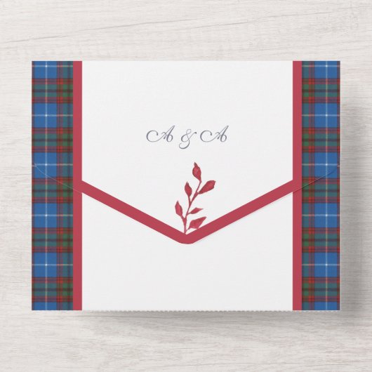 Edinburgh Original Schotse Tartan All In One Uitnodiging (Achterkant)